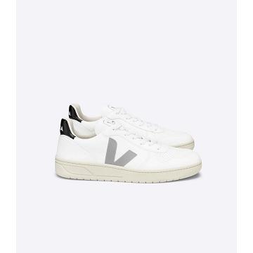 Veja V-10 CWL WHITE OXFORD Men's Sneakers White/Grey/Black | NZ 327BEX